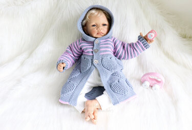 Baby- & Kinderjacke "Jonna", (Gr. 50-128, Reliefmuster) - Häkeln