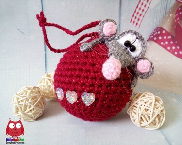 238 Crochet Pattern - Rat or Mouse on a bauble - Amigurumi PDF file by Knittoy CP