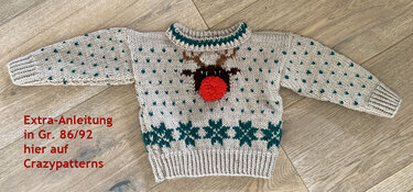 Anleitung Rudolph-the-rednosed-reindeer-Pullover in Größe 68 - Stricken