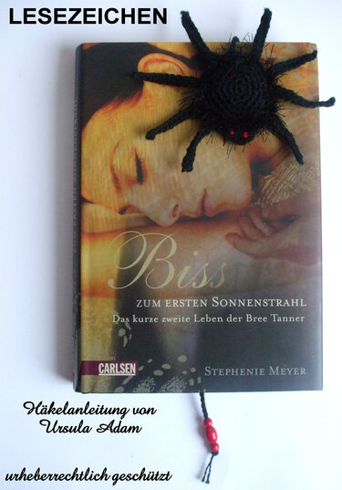 Häkelanleitung für eine kleine SPINNE als Lesezeichen Geschenkanhänger oder einfach als Deko