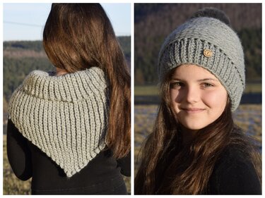 - JÖRDIS - Set aus Bommelmütze und Dreieckstuch häkeln, alle Größen unisex, von 38 cm - 65 cm Kopfumfang, Häkelanleitung 213 - Bild 6