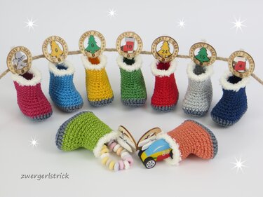 Häkelanleitung - Mini-Booties Adventskalender