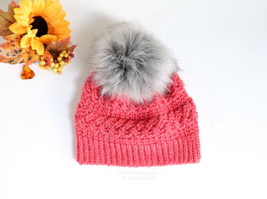 Beanie (Mütze) "Fay" (alle Gr., Zopfmuster) - Häkeln