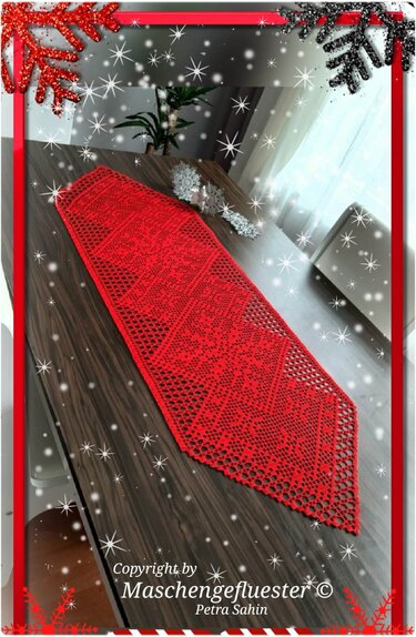 Winter / Weihnacht's Läufer " Schneekristall " - Häkeln