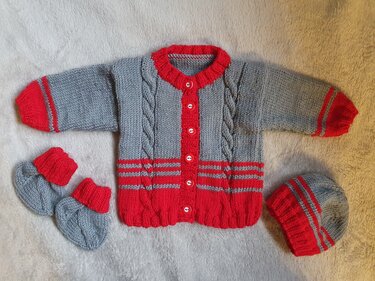 Strickanleitung Babygarnitur Jacke, Mütze, Socken Größe 56/62!