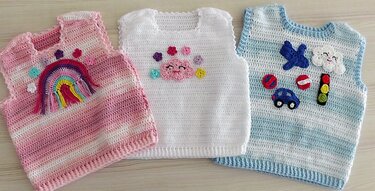 Pullunder Junis Häkelanleitung Mädchen und Jungen Variante in 2 Größen 3-4Jahre /5-6Jahre