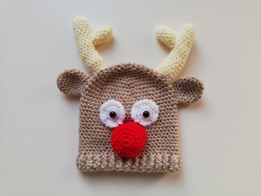 Häkelanleitung Babymütze Rentiermütze - 0 - 6 Monate