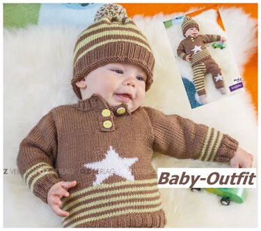 Baby-Outfit mit Sternchen - Stricken