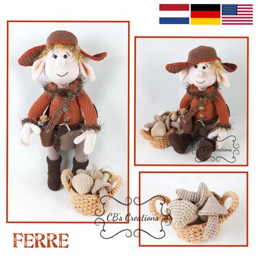 Ferre is looking for mushrooms, Amigurumi Crochet Pattern