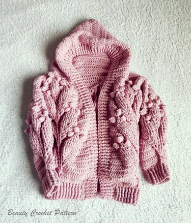 Hooded Leaves Cardigan - Crochet