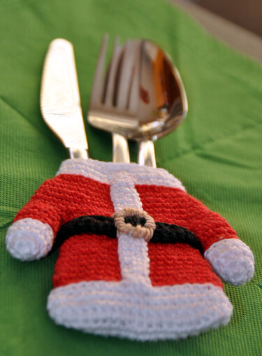 Weihnachtsmann - Bestecktasche, Serviettentasche  - Häkeln