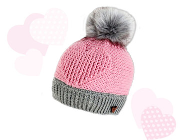 Beanie with a heart (all sizes, knitted look) - Crochet