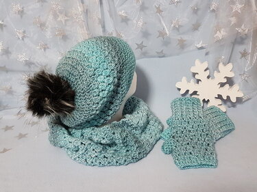 Winterset Mütze, Loop und Handstulpen - Häkeln