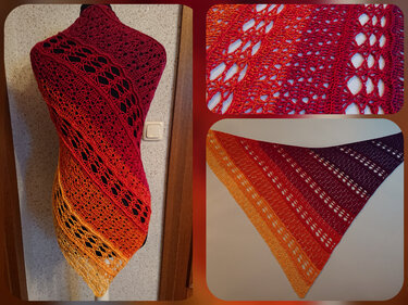 Tuch Mala häkeln asymmetrisches Tuch Dreieckstuch Schultertuch Häkeltuch