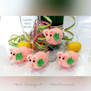 Glücksschweinchen mit Kleeblatt   Häkelanleitung  *Glücksschweinchen in einem Stück ansatzlos gehäkelt*
