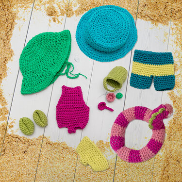 Anleitung "Sommeroutfit Leni und Vincent" für Anziehpuppe Toni - Badekleidung - Häkeln