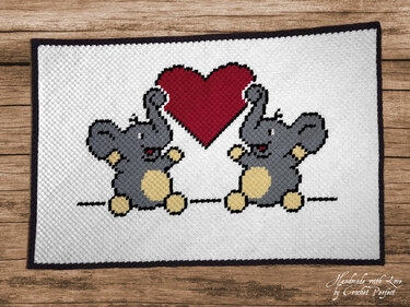 Häkelanleitung C2C: Decke Elefäntchen in Love