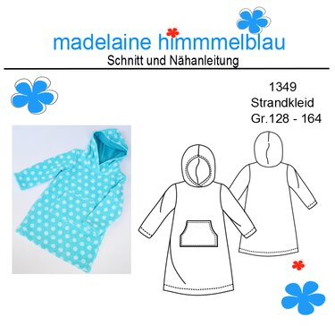 1349 Schnittmuster Badeponcho Strandkleid Kinder Kleid Gr.128-164 PDF - Nähen