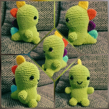 Anleitung Regenbogen Dino - Häkeln