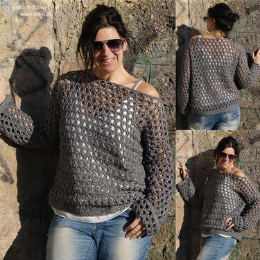 Häkelpulli CROSS (Gr. S/M, L/XL, ganz leicht anzupassen) - Häkeln