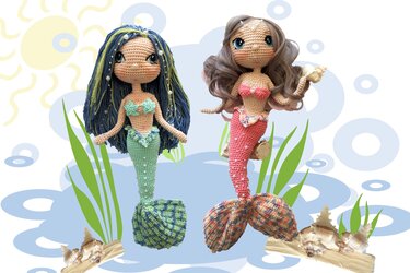 Mermaid Gimena & Michelle Pattern Amigurumi - Crochet