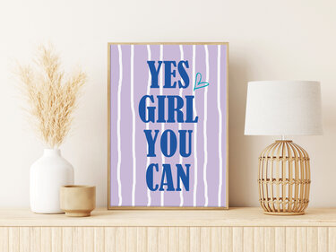 Poster YES GIRL Wandbild Feminismus Geschenk Freundin DOWNLOAD - Plotting