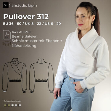 Schnittmuster Pullover mit Kragen, Pullover mit V-Halsausschnitt - Nähen