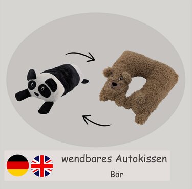 Pattern Bear Panda Flip Roll & Neck Pillow – the convertible travel pillow - Sewing