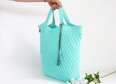 Tasche "Flora" (Gr. 40 x 45 cm, veränderbar) - Häkeln