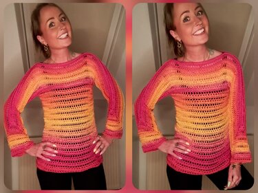 Pullove Aline häkeln Häkelpullover Tunika Oberteil Langarmshirt