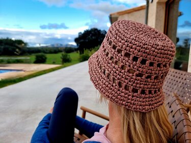 H5 Raffia Bucket Hat Crochet Pattern PDF, Summer Hat, Adjustable Size