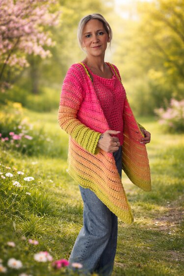 Häkelanleitung TwinSet "PinkySun" - Trägertop & Jacke