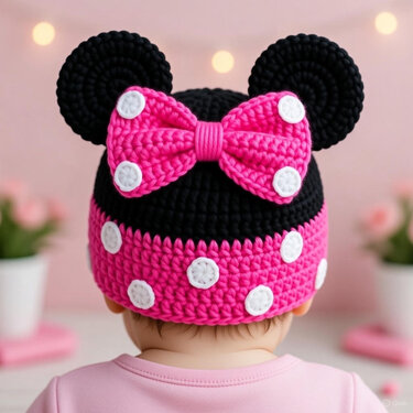 Crochet Baby Beanie Hat Pattern PDF, Pom Pom Ombre Hat