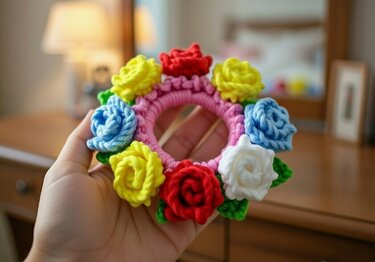 Häkelblumen Scrunchie Muster PDF + Video Tutorial | NonatyCrochet - Häkeln