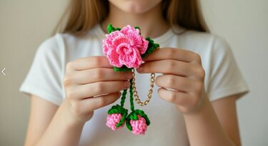 Häkelanleitung 3D Blume Taschenanhänger & Schlüsselanhänger – PDF + Video