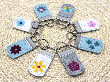 Stickdatei ITH Anhänger Blumen Schlüsselanhänger - Sticken