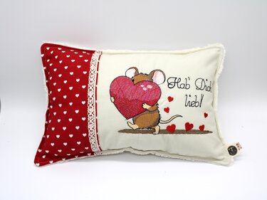 Stickdatei Maus Herzen Liebe Valentinstag 10x16cm - Sticken