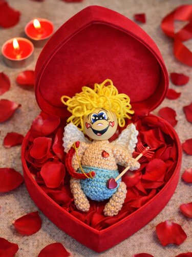 Familie Amor 2 Größen Engel Schutzengel Valentinstag Liebe Hochzeit Geburt - Häkeln