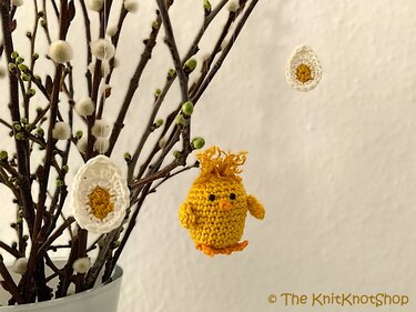 Häkelanleitung Anhänger Ostern Küken mit Spiegelei