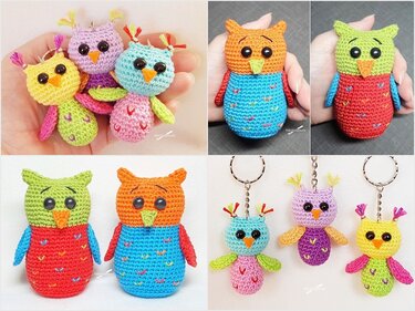 Häkelanleitungen - Sparset Schlüsselanhänger Glückseule und Glückseule