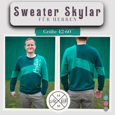 Schnittmuster und Nähanleitung Sweater Hoodie Skylar für Herren 42-60