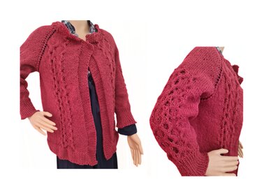 Women's jacket (top down) with cable pattern – flexible size - Knitting