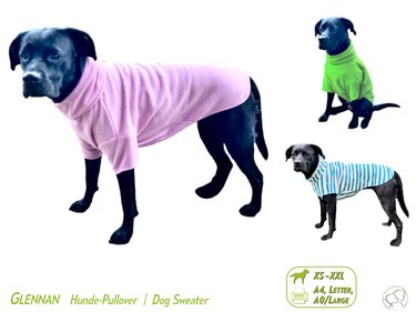 GLENNAN Hundepullover, Gr. XS–XXL, Anleitung+Schnitt - Nähen