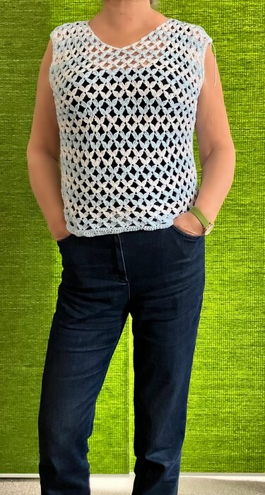 Shirt in Hellblau-Weiß - 4 Muster zur Auswahl- Häkelanleitung - Bild 5