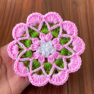 Soft Floral Form Crochet Motif Coaster Pattern PDF Tutorial Beginner