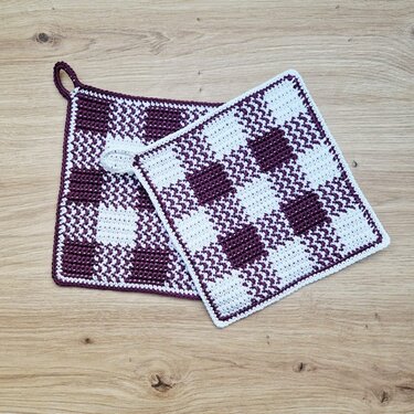 Häkelanleitung Topflappen "Kleinkariert"