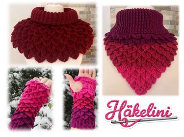 Anleitungsset Dragons - Armstulpen, Schulterwärmer & Schalkragen - Häkeln