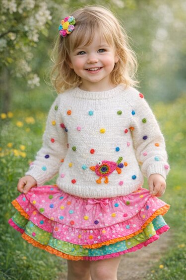 Sweater - RVO with bird applique - 2 sizes - Knitting