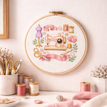 Blush Atelier – Romantic Sewing Machine Cross Stitch Pattern - Embroidery