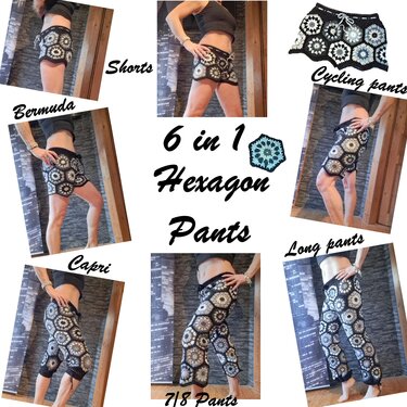 CROCHET PATTERN * 6in1 PANTS * hexagon trousers